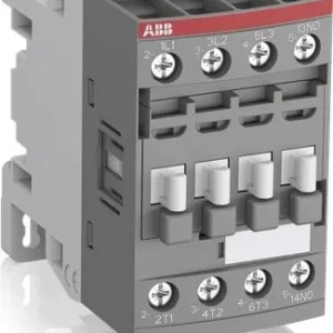 Popularny ABB Stycznik AF16Z-30-10-21 3-polowy Moc znamionowa AC-3/400V: 7,5kW Prąd roboczy AC-3/400V: 18A Napięcie cewki: 20-60V DC, 24-60V AC; Styki głowne: 3NO, Styki pomocniczne: 1NO