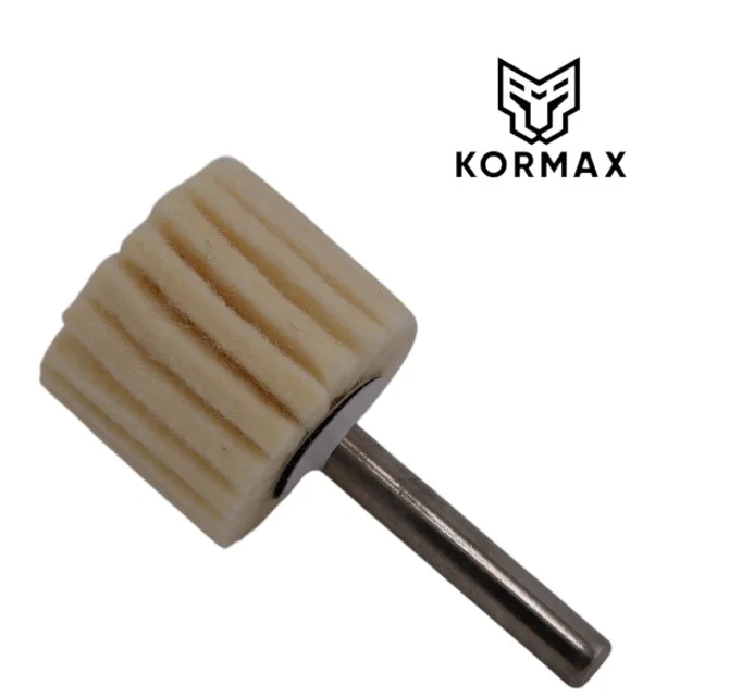 Filc polerski Ściernica na trzpieniu 30 x 25mm 100% wełna owcza Kormax (XT-94V-30X25) Wyprzedaż
