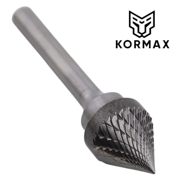 Frez pilnik obrotowy do metalu 12x10x60mm chwyt 6mm Pogłębiacz stożkowy 60° KSJ z węglika spiekanego Kormax (JX1210M06) Łatwy zwrot